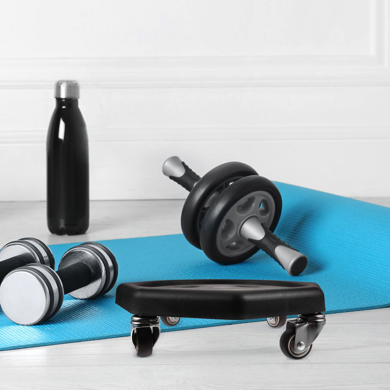 Beaupretty Discos Deslizantes de Entrenamiento Abdominal, Placa de Entrenamiento Abdominal, PP, Negro, Portátil, con Cojín para Rodillas, para Ejercicio en Casa Color Color Aleatorio
