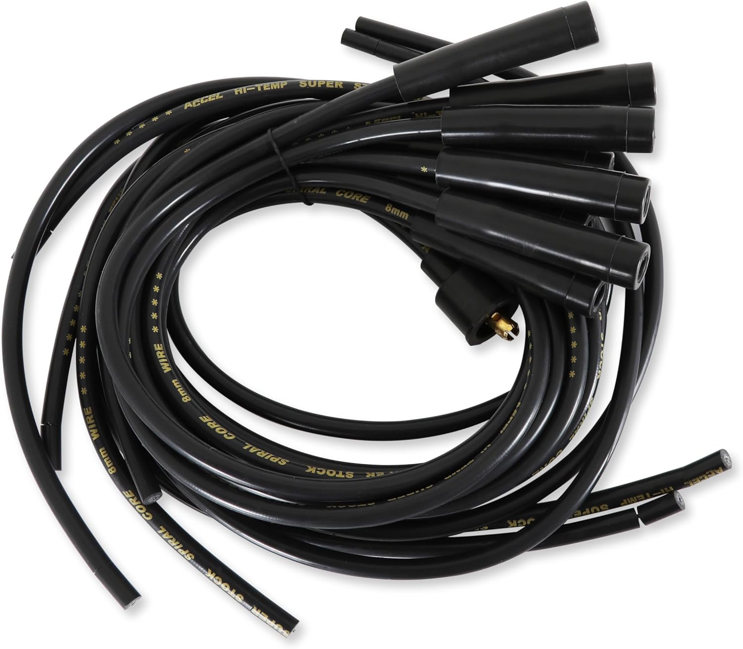 ACCEL 5040K Super Stock Spark Plug Wire Set - 8mm - Universal - Black Wire with Black Straight Boots