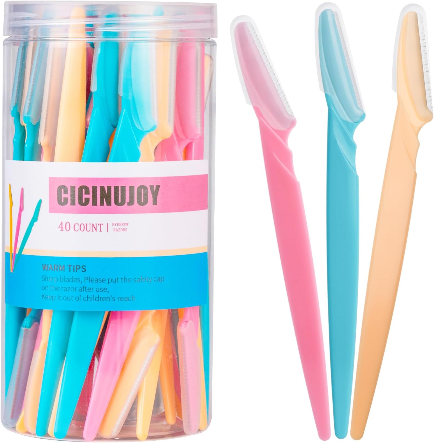 40pcs Eyebrow Razor for Women, Face Shaver Kit Dermaplaning Tool for Peach Fuzz Removal, Stainless Steel Blades with Protective Covers | Eyebrow Trimmer, Facial Hair Removal