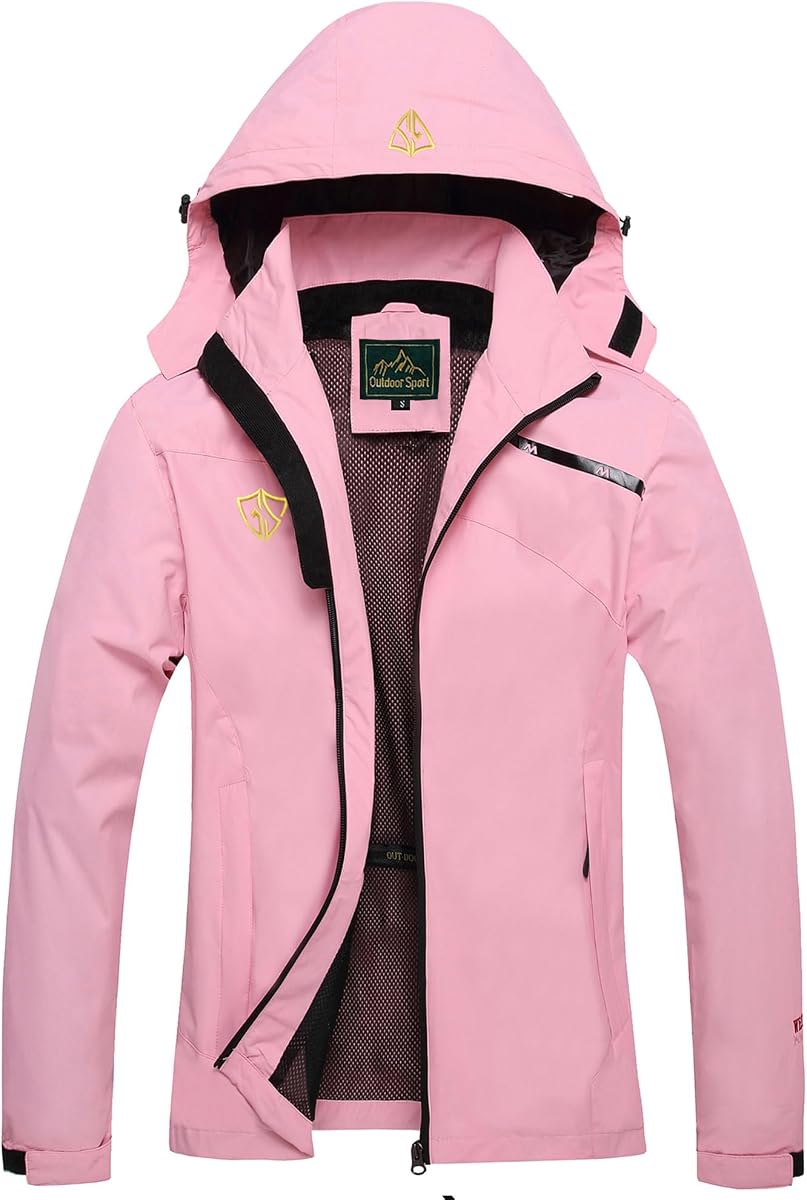 GIISAM Chaqueta impermeable para la lluvia para mujer, ligera, resistente al viento, con cremallera completa, cortavientos plegable para mujer con capucha