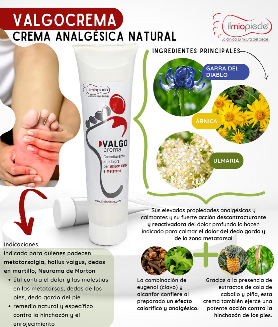 Valgocrema Adyuvante crema analgésica para hallux valgus y metatarsianos