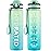 QLUR Water Bottle with Straw, 32oz Motivational Water Bottles with Time Marker to Drink, Tritan BPA Free, 1L Sports Water Bottle with Carry Strap LeakProof for Women Gym Fitness Outdoor (1 Pack)