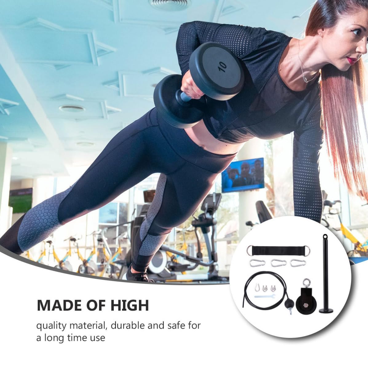 GALPADA Juego de Poleas y Cables para Fitness Sistema de Máquina de Cable de Polea, Material Metálico, Fácil de Usar y Almacenamiento Conveniente para Gimnasio en Casa
