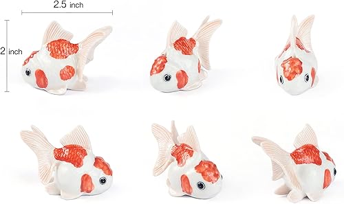 Miniatura 2 de Pez de oro blanco rojo naranja elegante de cerámica para incienso artística coleccionable para coleccionistas adultos, regalo de acento sofisticado
