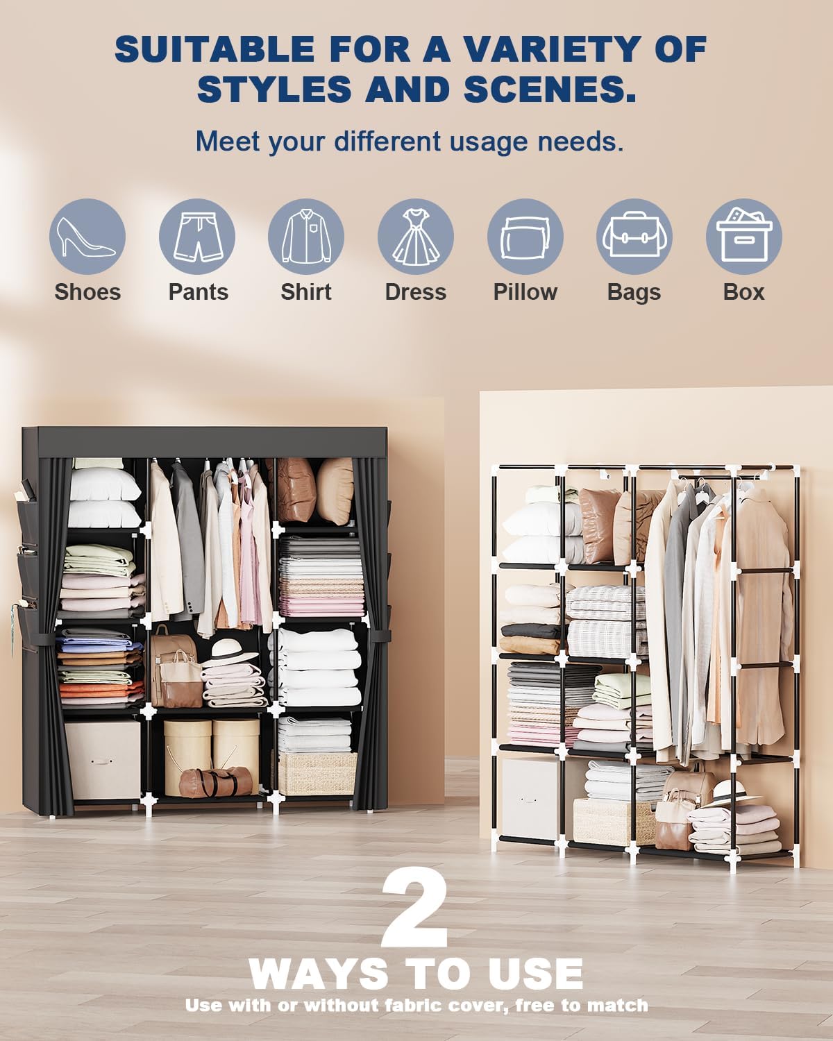 Mavivegue Armoire en tissu 45 x 150 x 161 cm