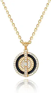 Fettero Gold Necklace for Women,14K Gold Plated Charm Necklaces for Women Gemstone Pendant Necklace Non Tarnish Gold Necklaces Jewelry