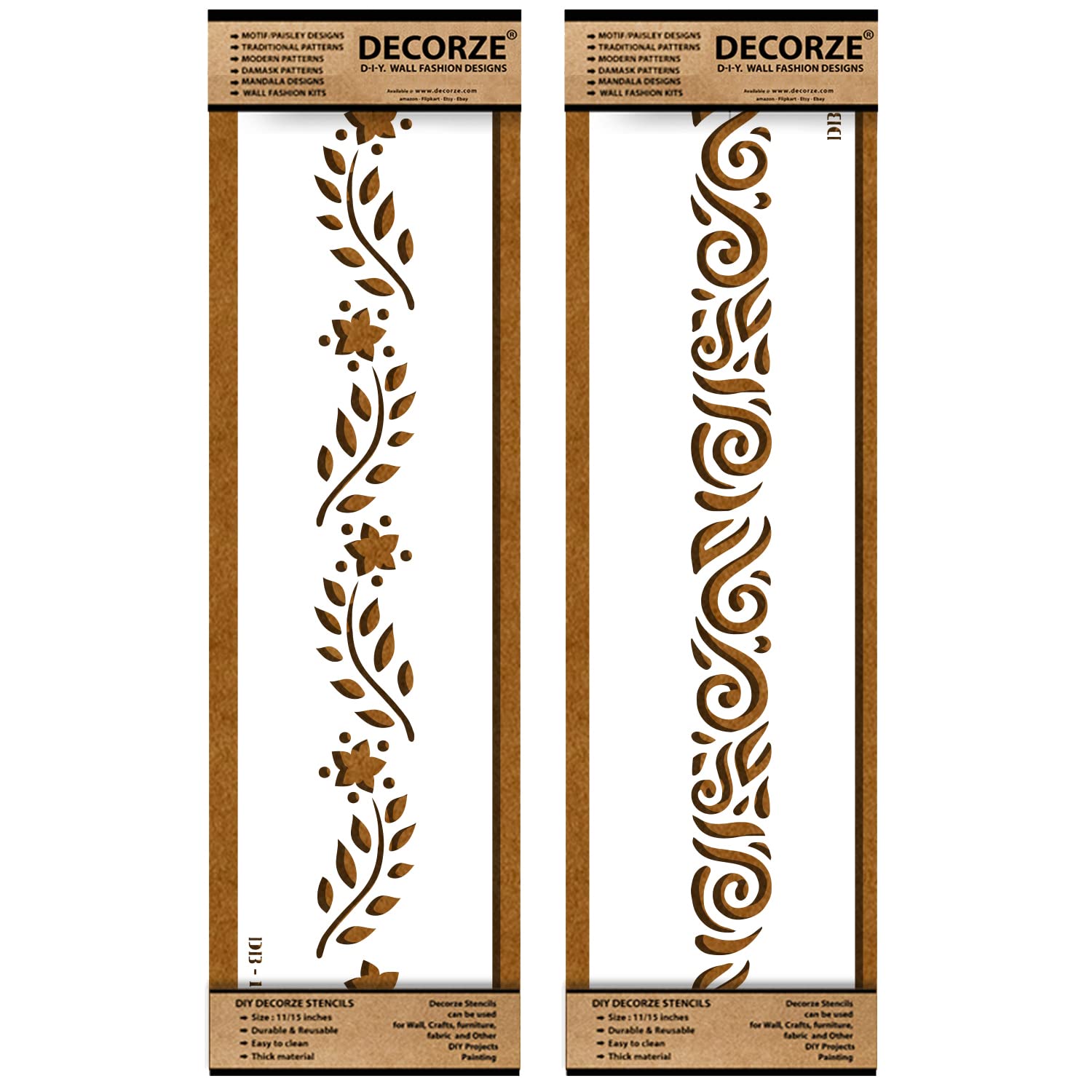 DECORZE Border Stencils for DIY Home Decor Floral, Pattern & Wall
