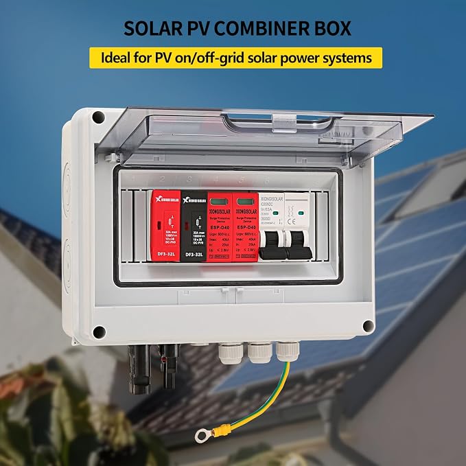 Caja combinadora solar PV 600V con protector contra rayos miniatura 6