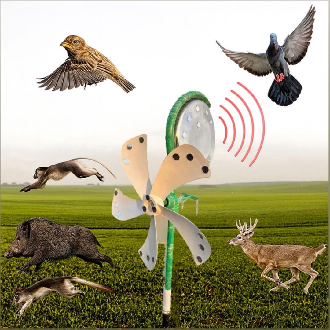 Wind-Powered Animal & Bird Repellent Device for Farms | Rotating Fan with Sound-Vibration Disc | Scares Away Monkeys, Wild Boars, Deer, Birds | Eco-Friendly Crop Protection, No Electricity-image-32