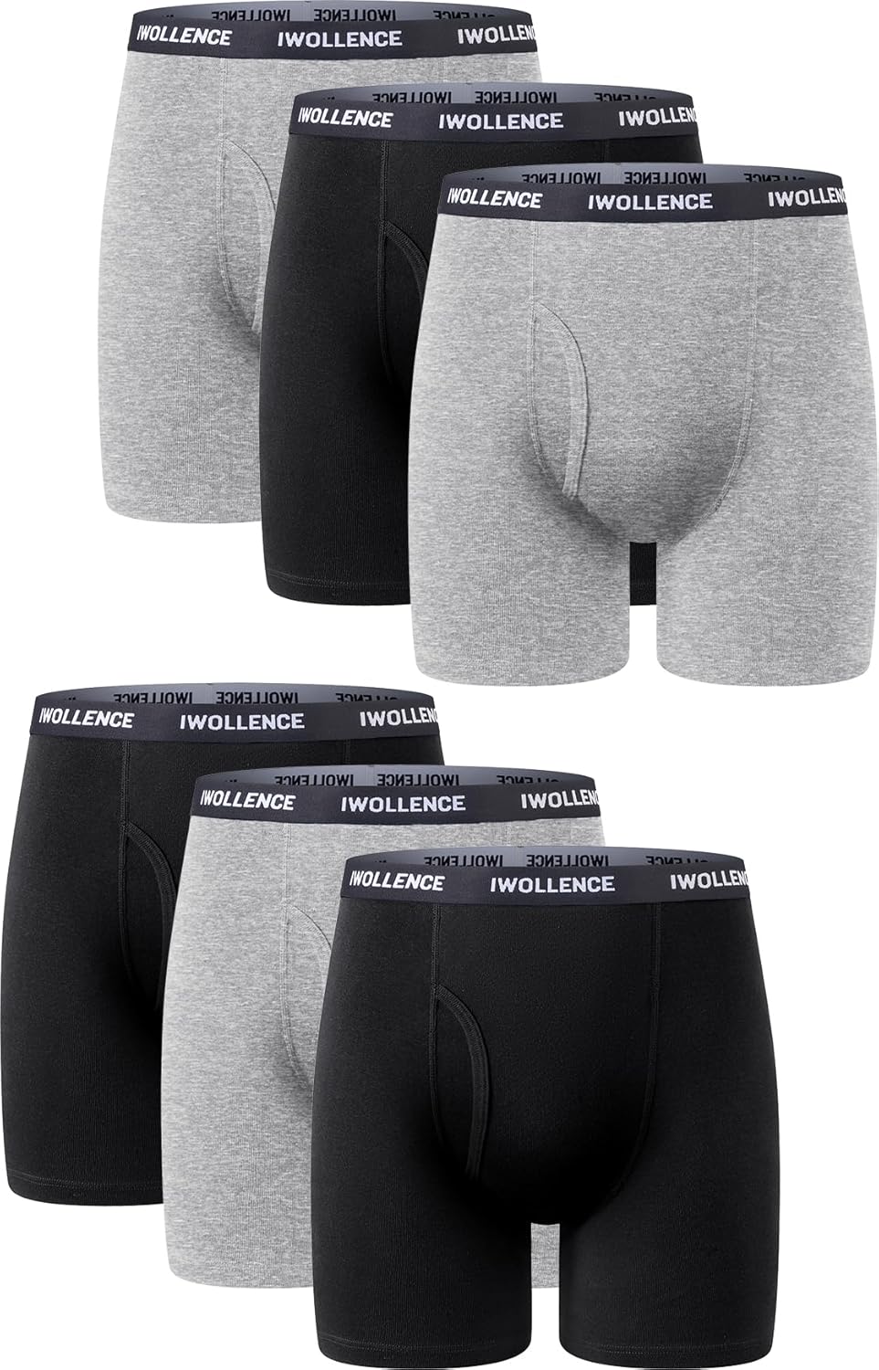 IWOLLENCE Men's Boxer Briefs Breathable Soft Moisture-Wicking Cotton Underwear with Comfort Flex Waistband, Multipack