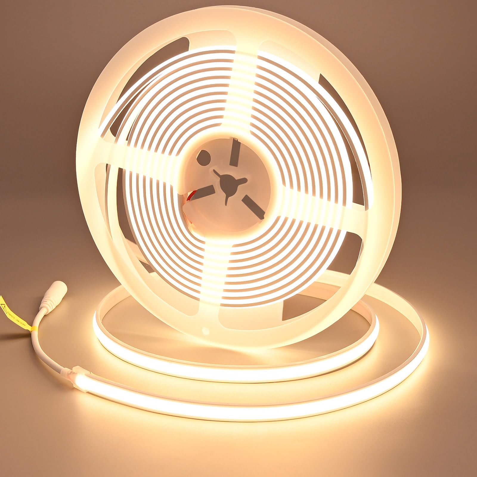 GOMING 24V 5M Neon COB LED Strip Light Warm White 3000K IP67 Waterproof 1560LEDs 11W/M CRI 93+ 4100lm Uniform Glow Flexible Self-Adhesive LED Tape for DIY Home Decor(Power Supply not Included)