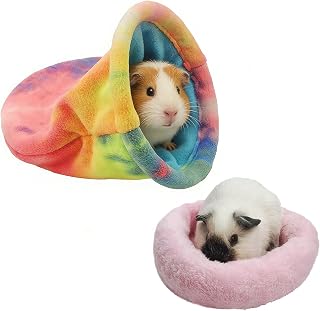 kathson Guinea Pig Snuggle Sack, Soft Fleece Sleep Sacks Large Guinea Pig Hideout Small Animal Hideout Pet Sleeping Bag for Hamster Rat Chinchilla Ferret, 2pcs (Pink)