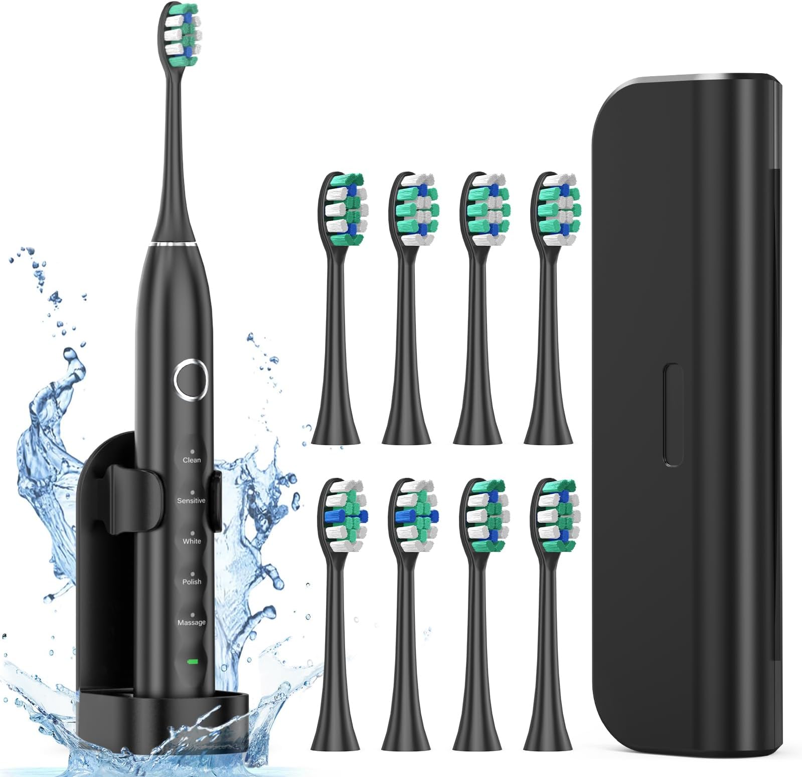 Electric Toothbrush for Adults with 8 Brush Heads, Sonic Toothbrush Rechargeable with a Holder & Travel Case, 2.5 Hours Charge for 120 Days Use