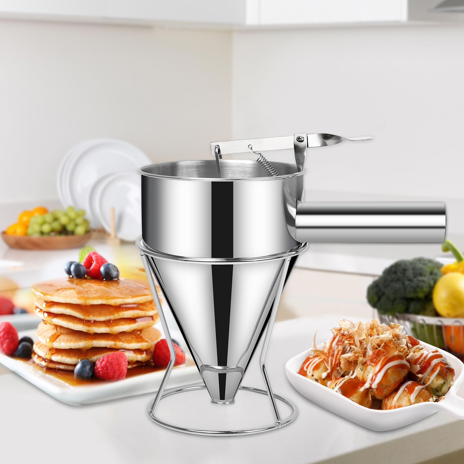 Sopito Imbuto Cucina, Dispenser per Pasta 600ml in Acciaio Inox, Multi-Calibro, Ideale per Frittelle e Dessert