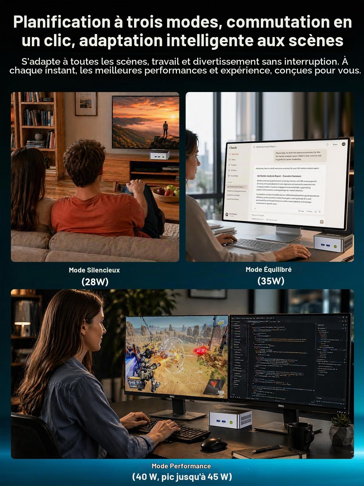 GMKtec M3 Pro Mini PC Intel Core i5-13500H (12C/16T Jusqu’à 4,7 GHz), 16 Go DDR4 RAM + SSD NVMe 512 Go, WiFi 6, BT 5.2 et USB-C,Mini Ordinateur de Bureau avec Triple Affichage 4K