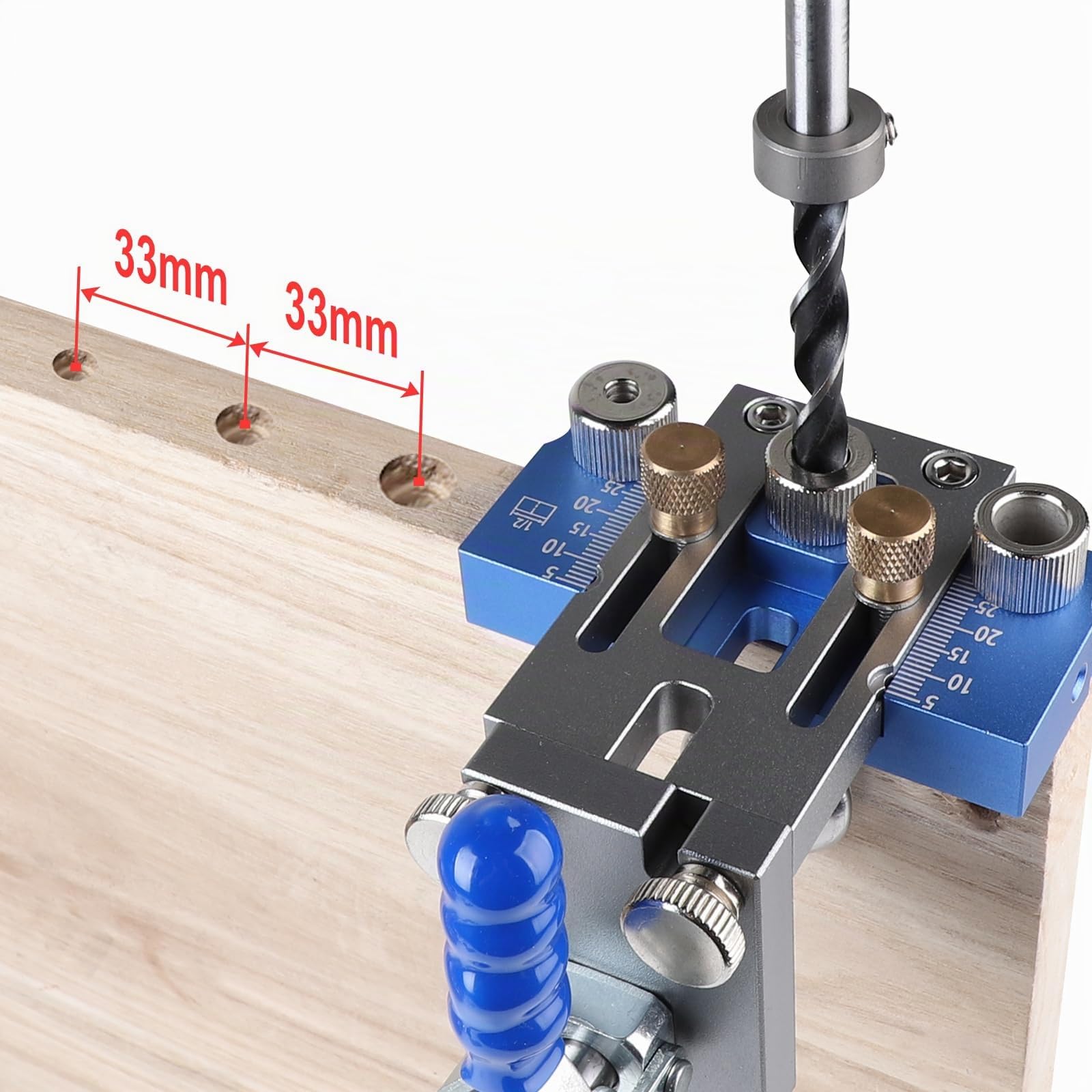 EFUTURETIME 3 in 1 Dima per Fori a Tasca, 5/8/10/15 mm Sagoma per Tasselli Regolabile, Dima di Tassellatura Verticali per Forature e Collegamenti Rapidi e Precisi, Blu