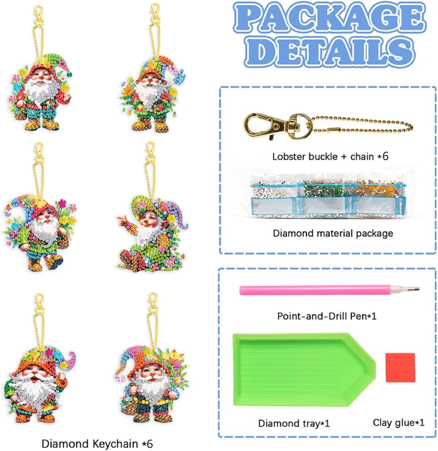 ARTopet 36Pcs DIY Diamond Art Painting Keychain Ornament Diamond Spring Handmade Keychains Hanging Pendant Double Sided Spot Drill