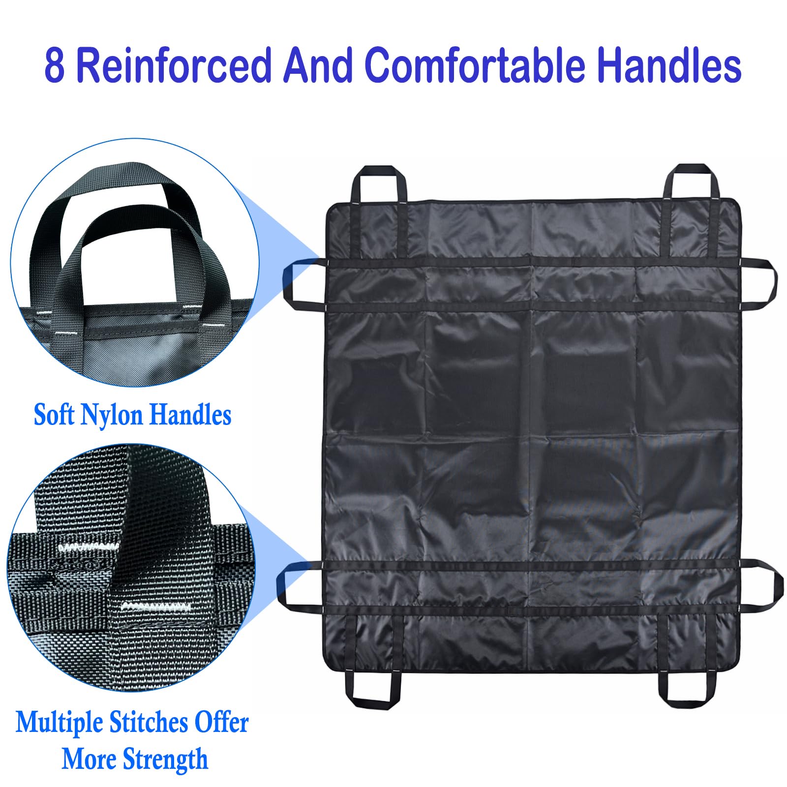 Almohadilla de cama de posicionamiento con 8 asas reforzadas, hoja de transferencia para girar, levantar y reposicionar, transferencia reutilizable, lavable, impermeable, calidad