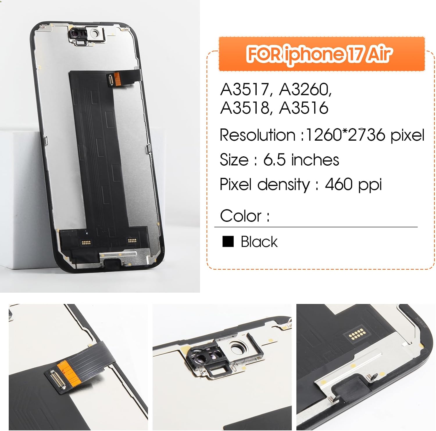Incell Screen for iPhone 17 Air Screen Replacement for iPhone Air LCD Screen A3517,A3260,A3518,A3516 3D Touch Display Digitizer Assembly Repair Parts(Black No Frame)