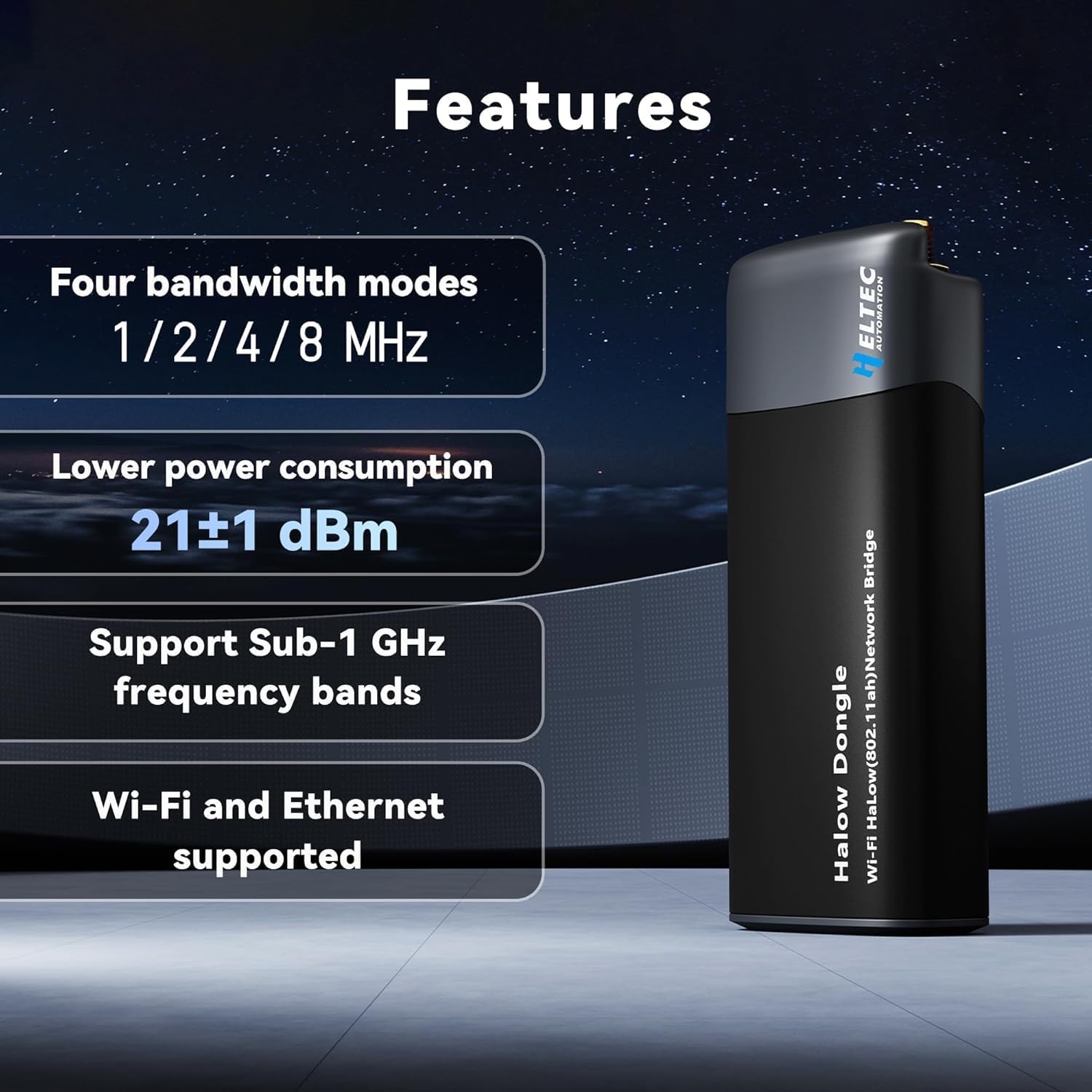 Wi-Fi HaLow Dongle IEEE 802.11ah Protocol 1km Ultra-Long-Range Wi-Fi or Ethernet Cable Lower Power Consumption Wireless Network Bridge 902-928MHz (AP Mode-1Pc)