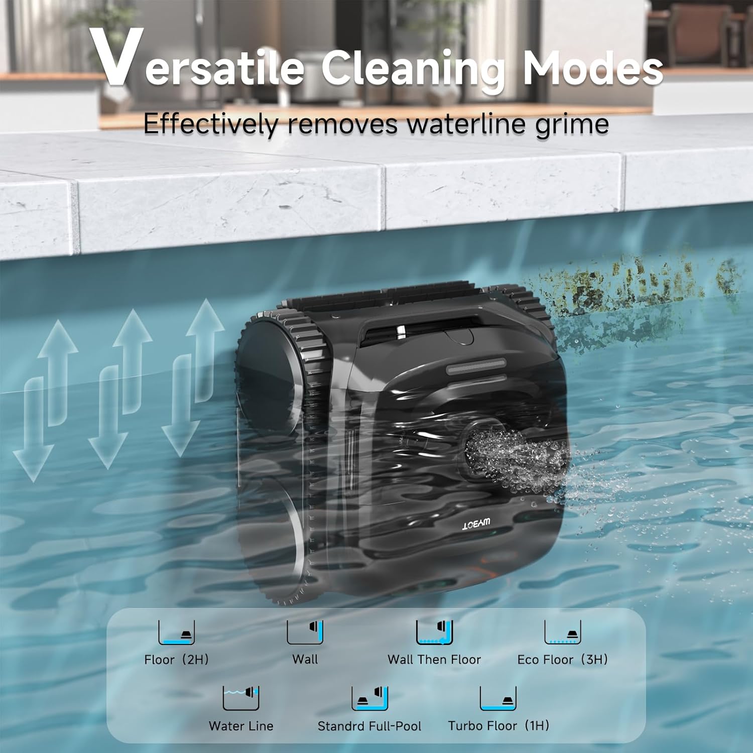WYBOT C2 Cordless Robotic Pool Cleaner, Pool Vacuum Robot for Inground with Dual Filter, Lasts 180 Mins, Wall & Waterline Cleaning, Smart Weekly Timer, App Support, OTA Upgraded (Dark Black)