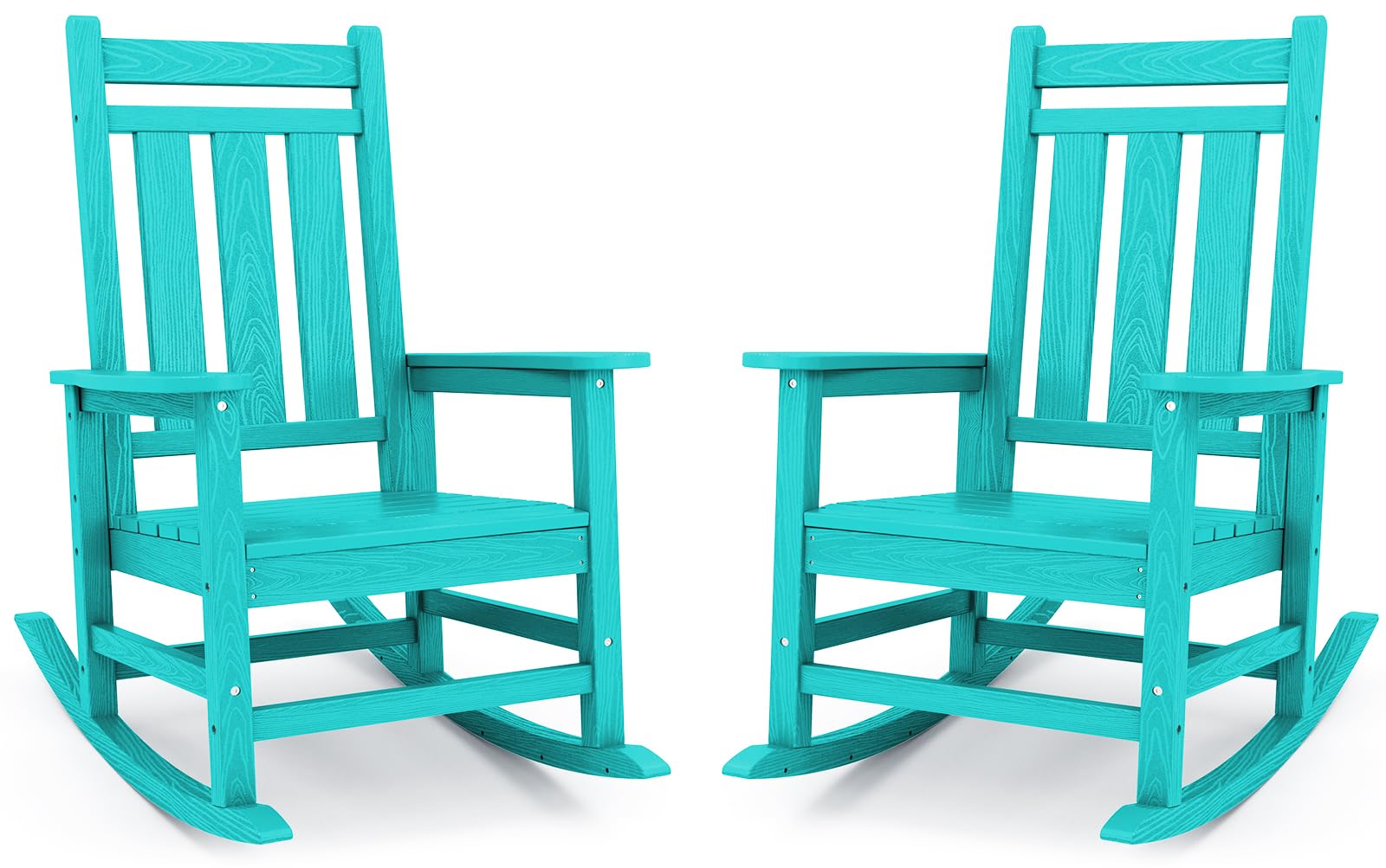 KINGYES Oversized Outdoor Rocking Chair Set of 2, HDPE Patio Rockers, Aruba