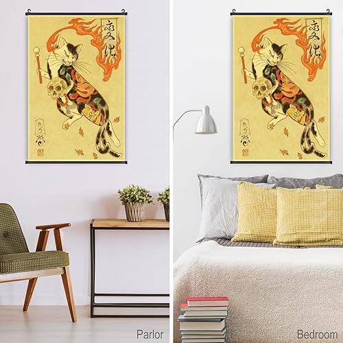 Miniatura 5 de Una amplia variedad de tatuajes de gato samurái japonés retro vintage con 13 rollos de pared para colgar (16 x 24 pulgadas)