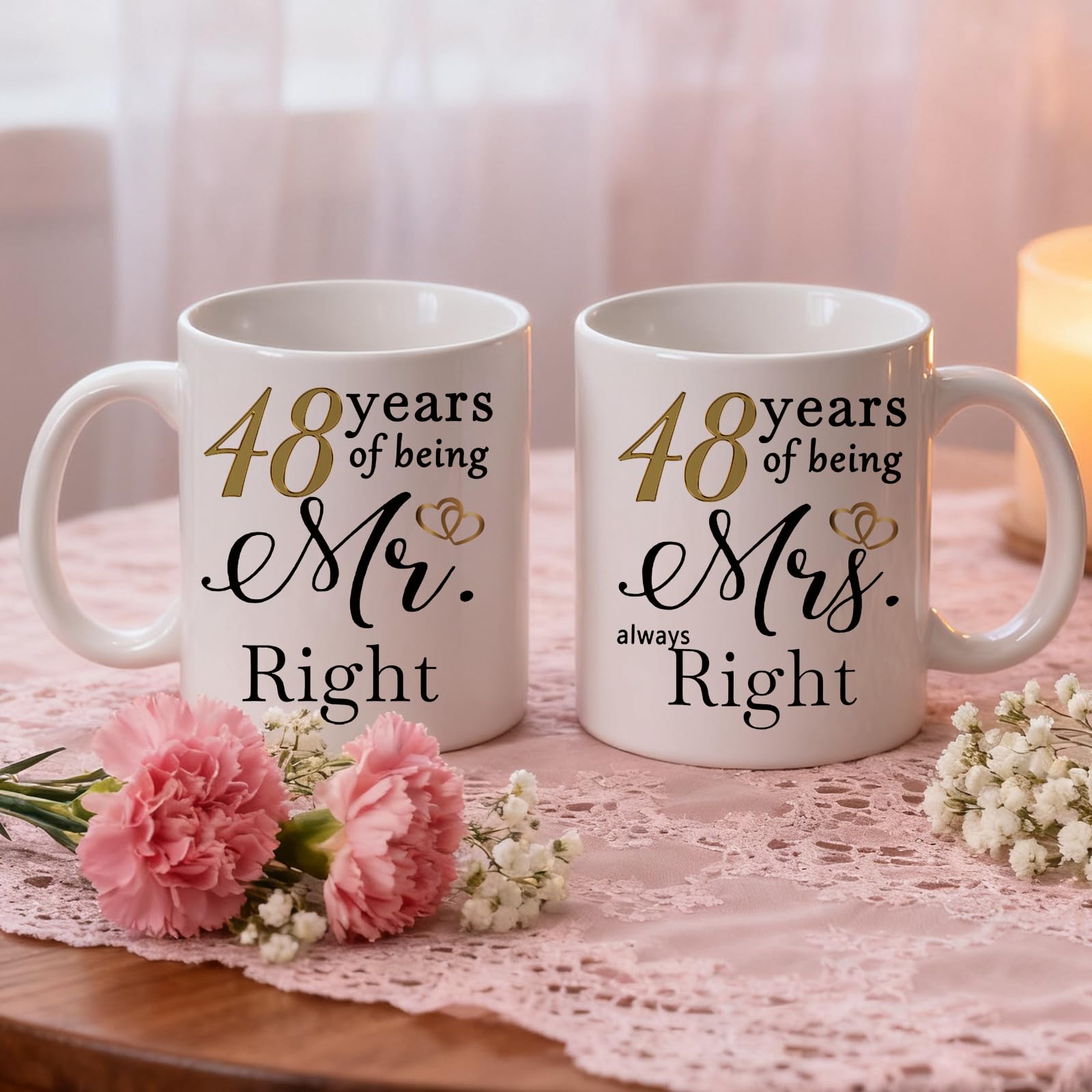 48 Year Anniversary Coffee Mugs Set of 2 - Image 3