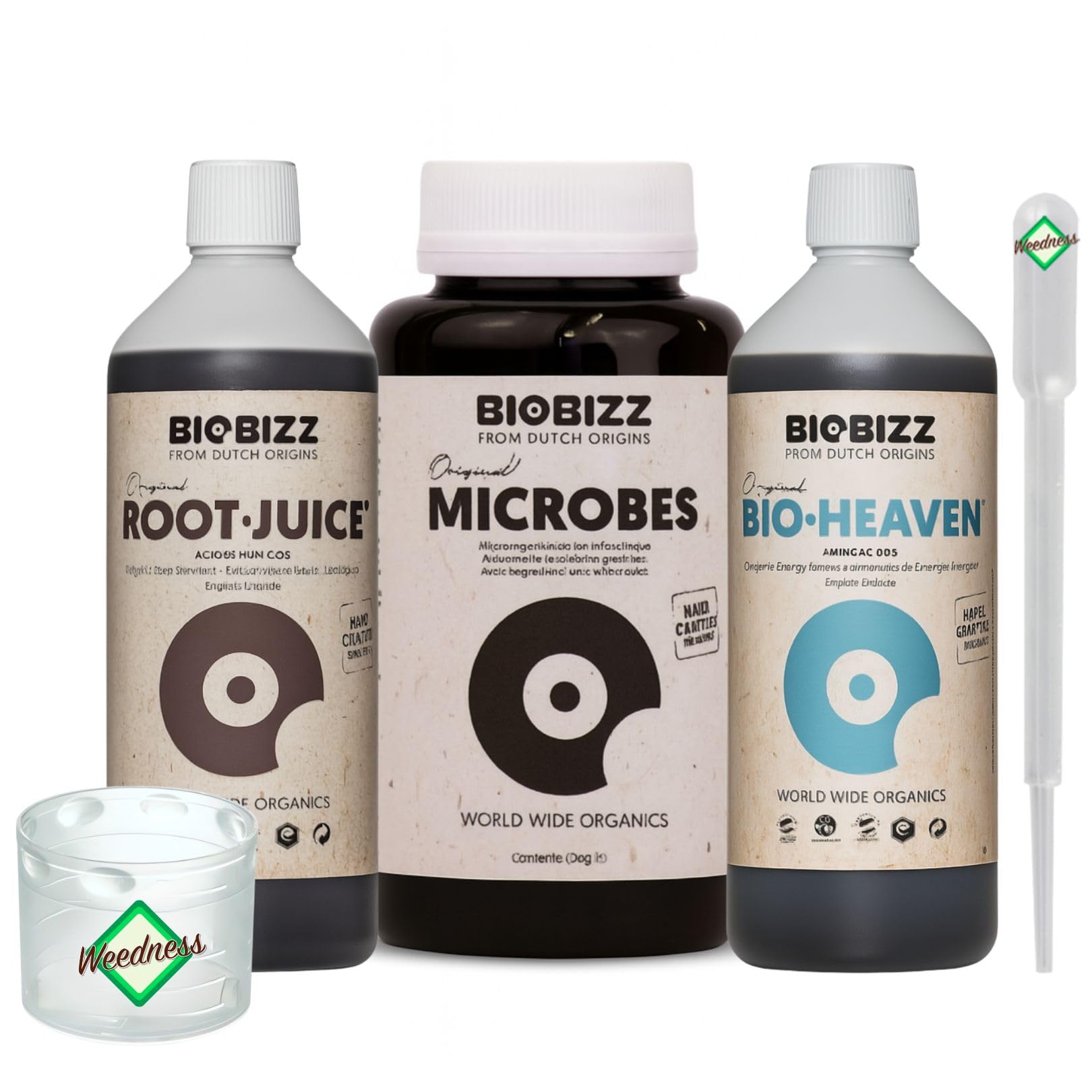 Weedness BioBizz Microbes 3-teiliges Set - Naturdünger Grow Flüssig Bio Orchideen Bonsai Organische Dünger