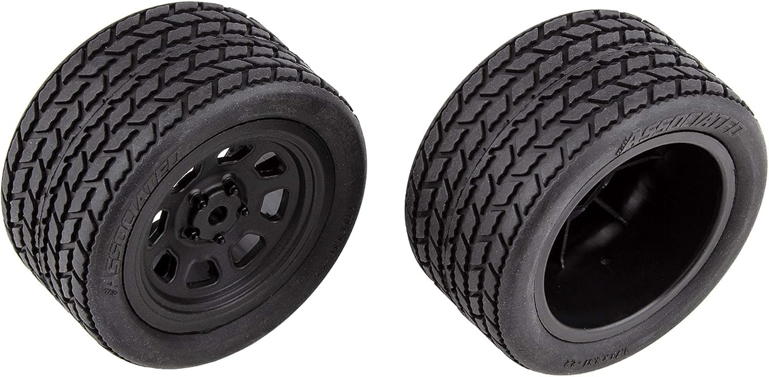 Team Associated SR10 Rear Wheels with Street Stock Tires, Mounted, ASC71195