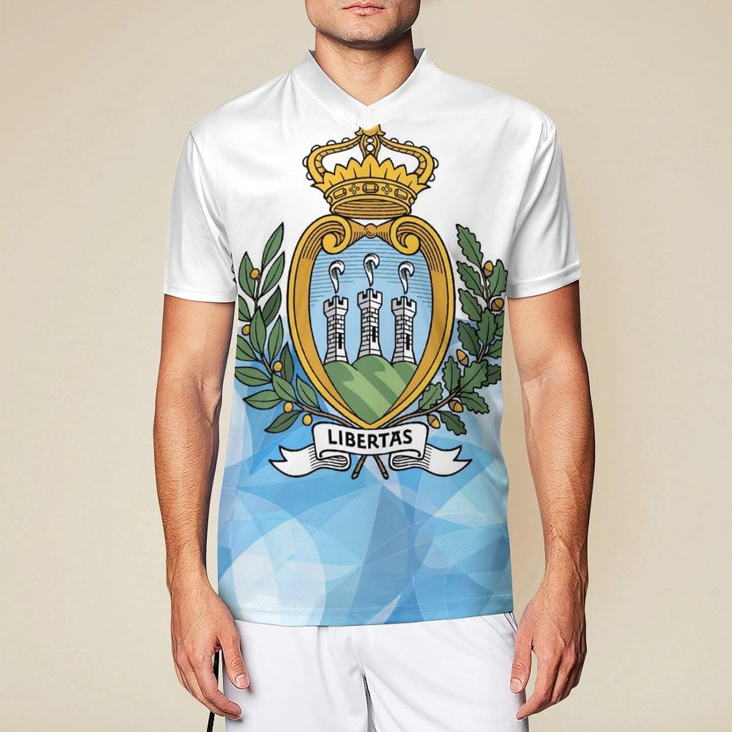 San Marino Flag Mosaic Texture Personalized Soccer Jersey Mens T-Shirts Sports Tops