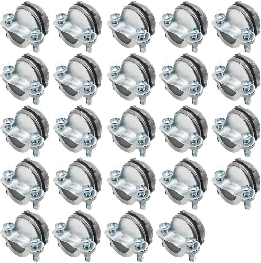 MAKERELE 24-Pack 3/4 Inch Clamp Type Cable Connectors - UL Listed - Durable Zinc Alloy - Ideal for and Metallic Conduit - Electrical Box Wire Clamps