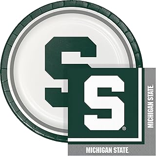 Trendware Michigan State Paper Plate and Napkin Party Kit, Serves 16