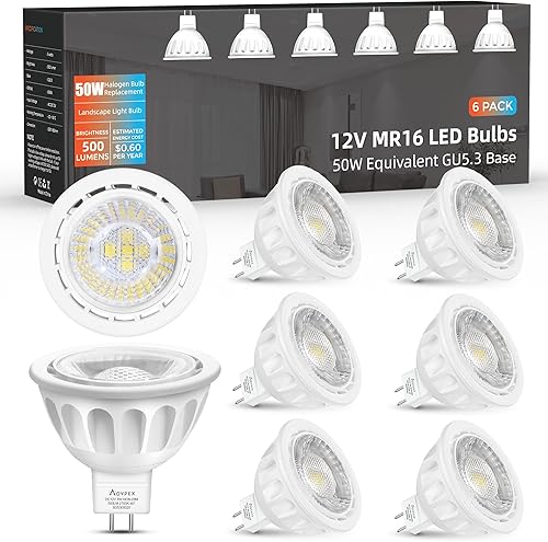 Bombillas LED MR16, 5 W (equivalente a halógeno de 50 W), bombillas de luz de paisaje, 2700 K blanco cálido, base de dos pines GU5.3, foco LED MR16