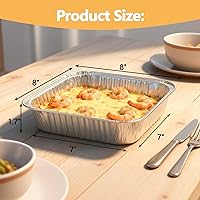 Vista 5 de 8x8 Thickened Aluminum Foil Pans, 20Pack Disposable Aluminum Pans for Roasting, Baking, Cooking, Food Prep, Chafing, Steam Table, Oven, Cake, and