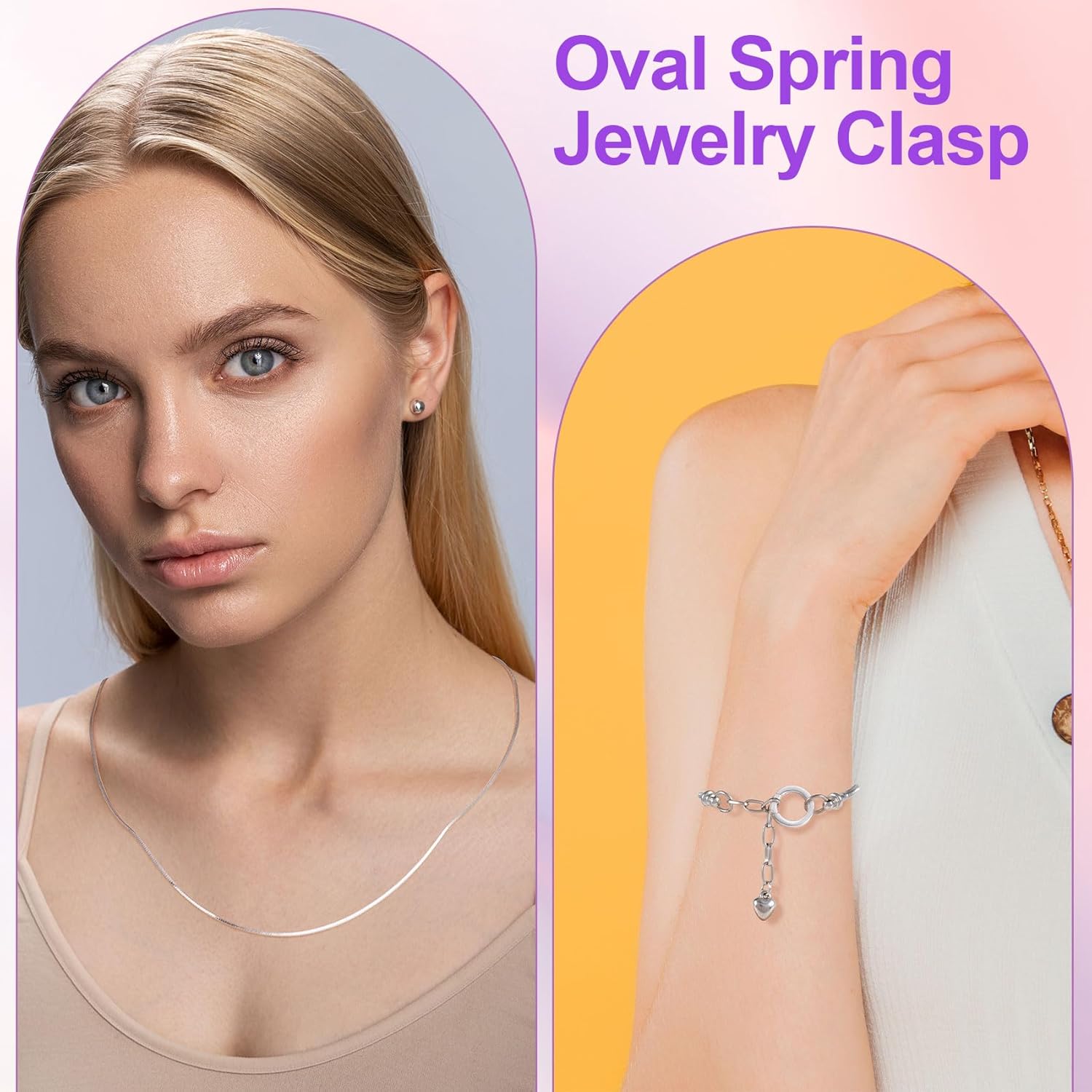 925 Sterling Silver Jewelry Clasps, Hypoallergenic Round Necklace Enhancer Shortener, Spring Rings Clasp Connector Carabiner for Bracelet Anklet Jewelry Making- Silver - Image 4