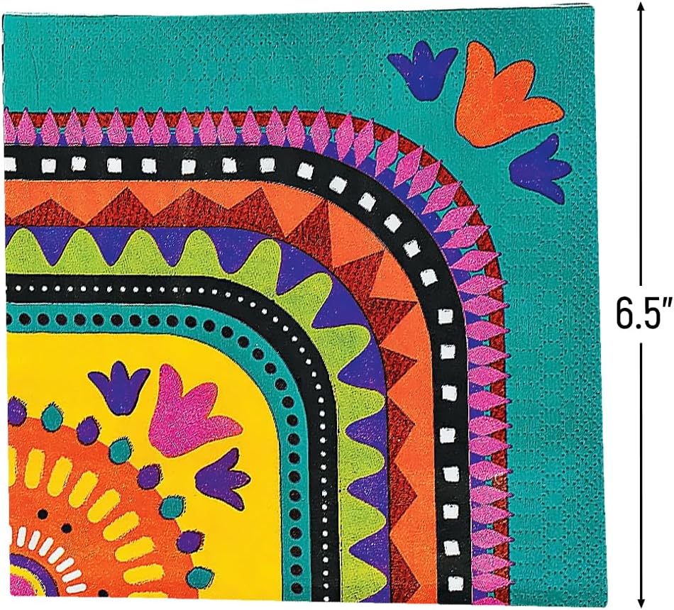 Fun Express - Fiesta Lunch Napkin for Cinco de Mayo - Party Supplies - Print Tableware - Print Napkins - Cinco de Mayo - 16 Pieces