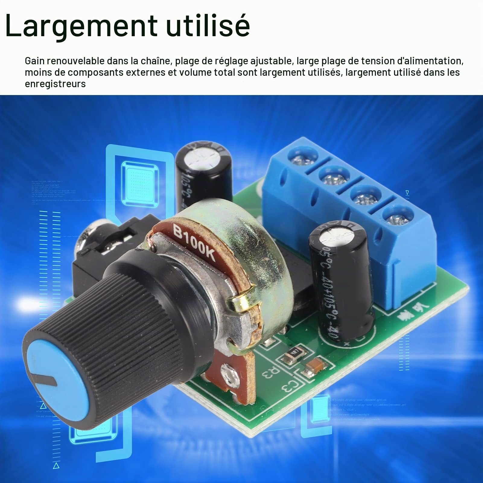 5PCS Mini Amplifier Board, LM386 Audio Amplifier Board, DC 3V à 12V Digital Stereo Power Amp, 0.5W à 10W Power, for Speaker Sound System DIY