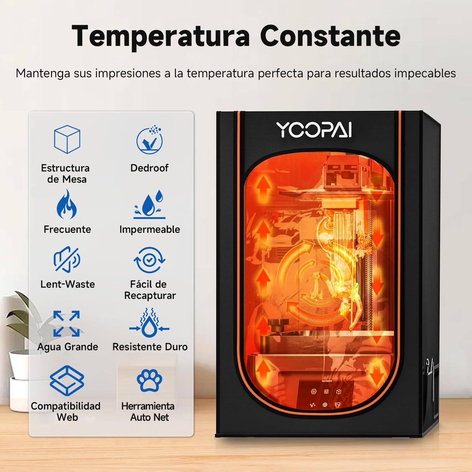 YOOPAI Carcasa Funda Impresora 3D Resina con Ventilación, Multifuncional Elimina Olores A Prueba de Polvo Aísla Ruidos para Creality Anycubic Elegoo Series LCD SLA DLP Impresora 3D