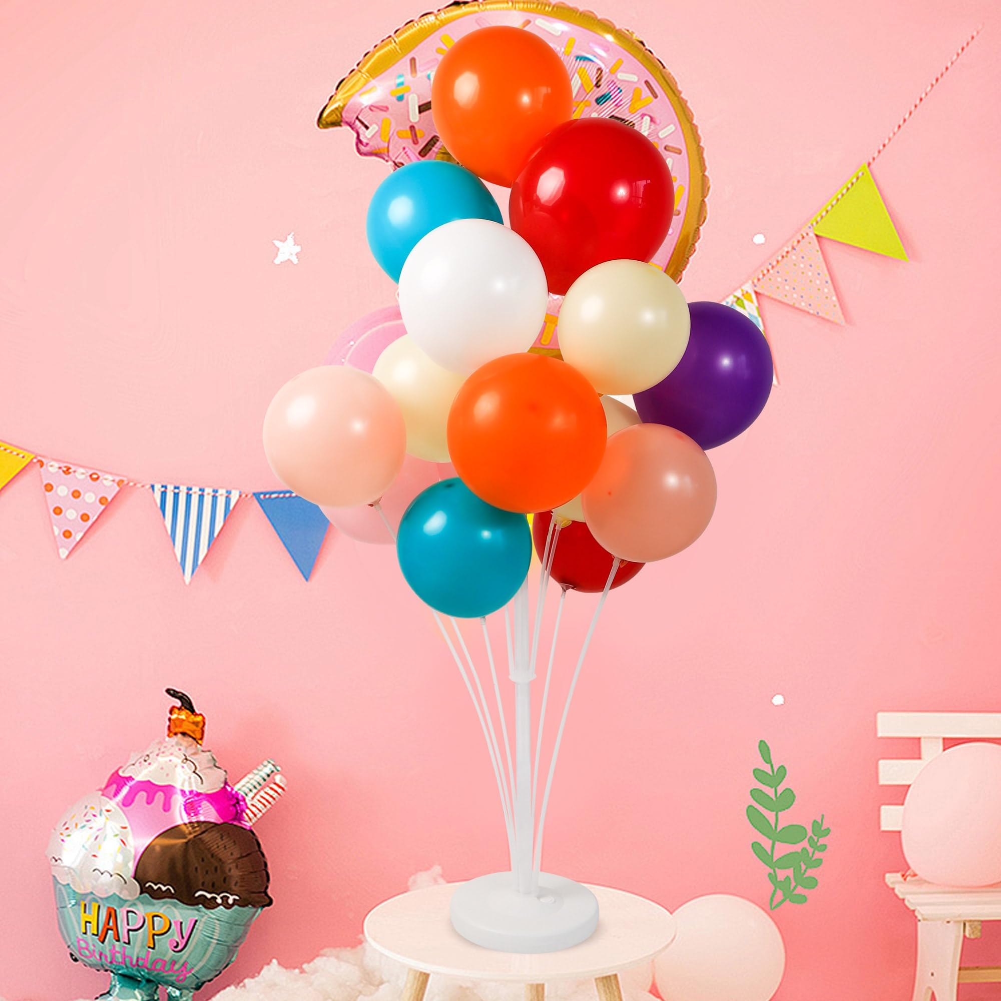 2 sets 62in balloon stand kit, balloon holder on floor and table, balloon sticker party decoration for wedding birthday graduation baby shower