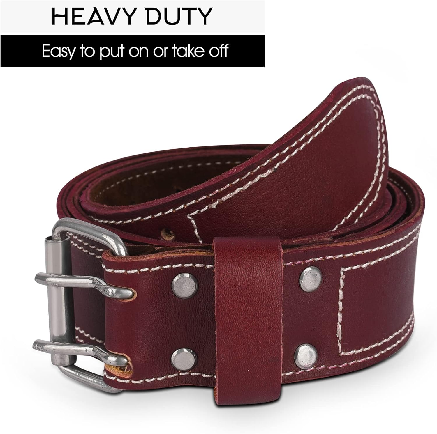 Leather Tool belt | Premium Quality Belt Grain Leather Non-Padded Work Belt (MAROON) - - 