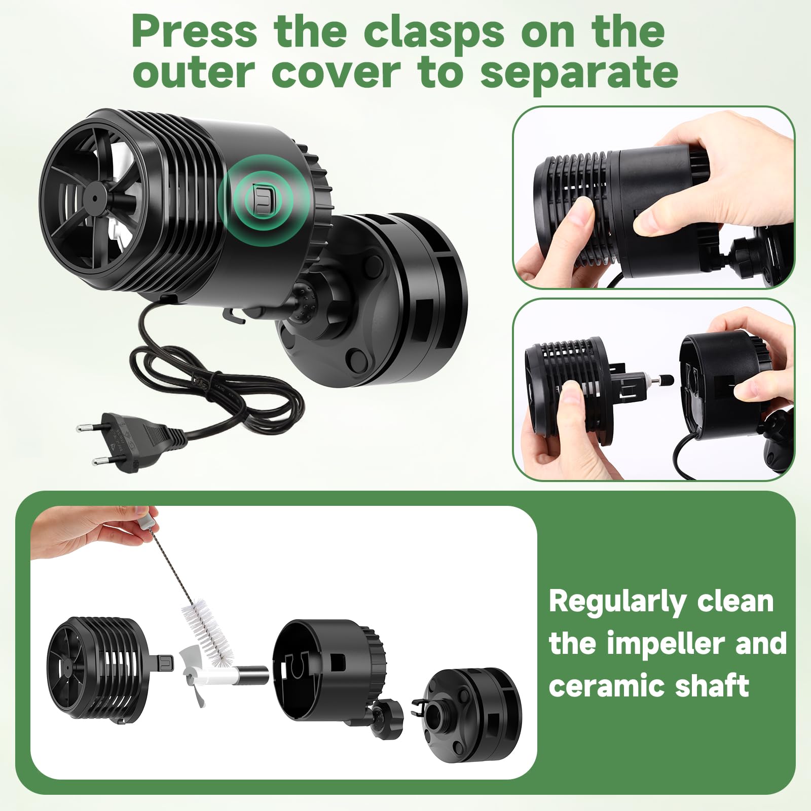 hygger Bomba de Flujo de Acuario 2838LPH Bomba de Olas para Acuarios, 4W Generador de Olas 360° Ajustable Wavemaker de Agua Dulce y Salada de 19-57 Litros