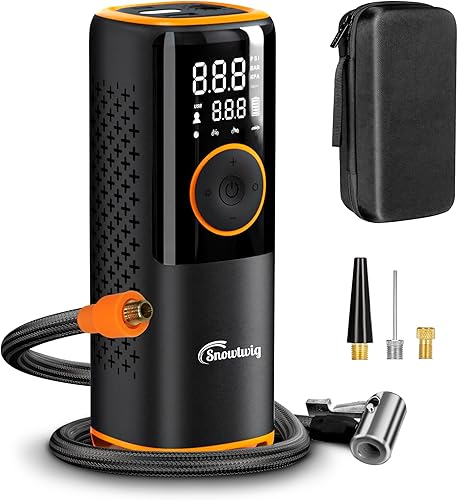 Inflador de neumáticos compresor de aire portátil con estuche de almacenamiento, bomba de neumáticos inalámbrica 2 veces más rápida con manómetro