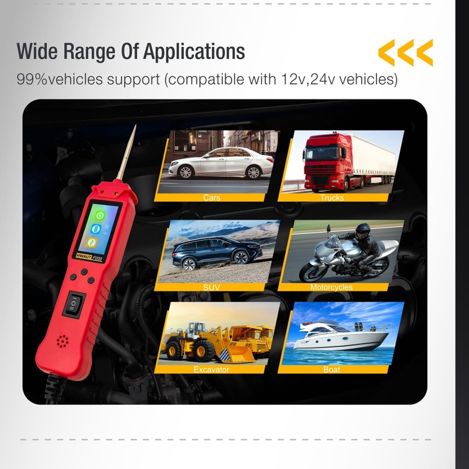 Probador Profesional De Circuitos Eléctricos Para Automóviles Prueba Continuidad Voltajes 12V/24V Circuitos Automotrices Con Cable 2M Continuidad Voltajes