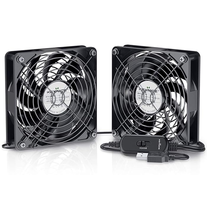 Buy Dual 120mm USB Fan with 3 Speed Controller, KEYNICE DC 5V Powered Desk Fan for AV Receiver