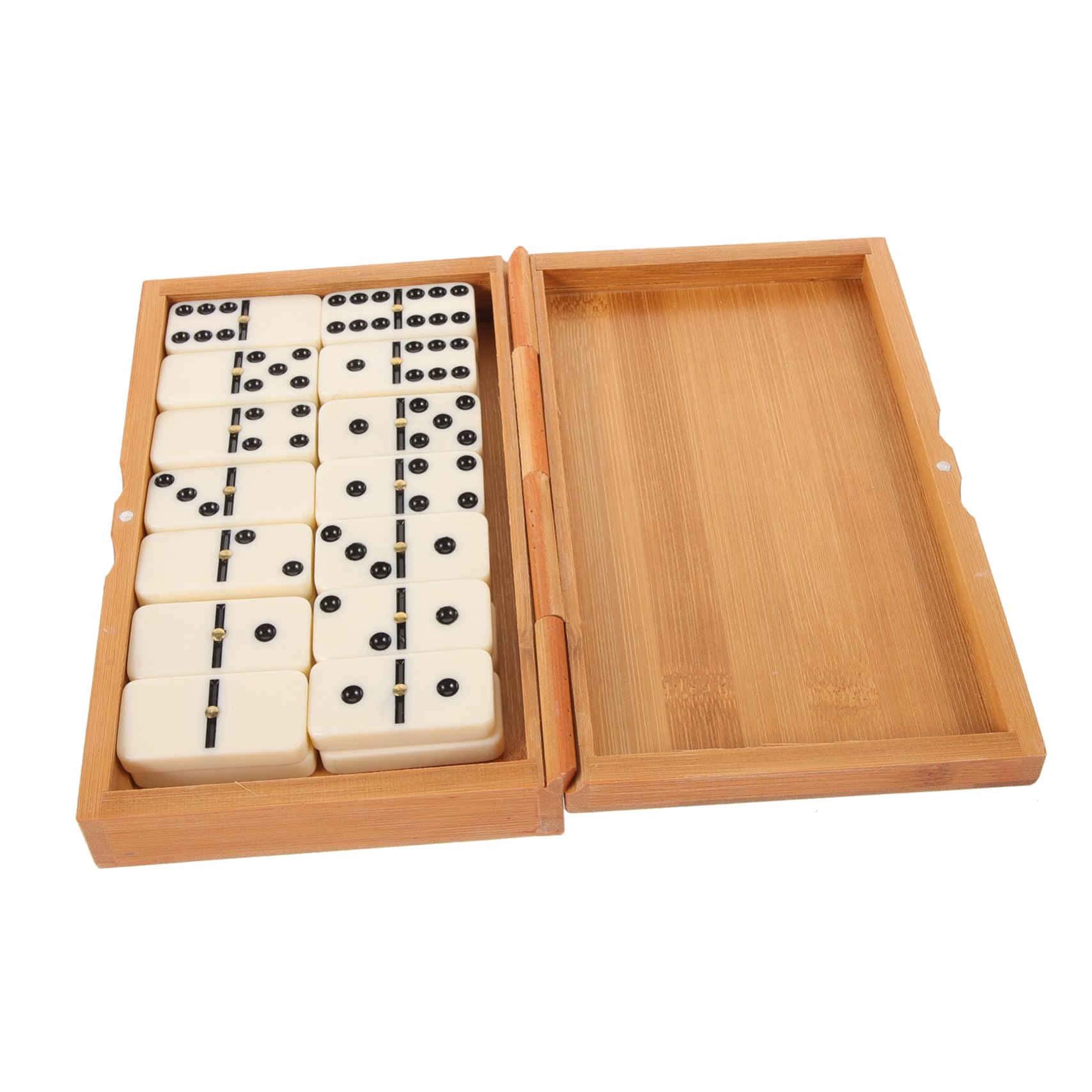 YARNOW Boîte de Dominos Vintage en Bambou Tuiles en Plastique, Jeu de Dominos Interactif pour Famille, Favorise Créativité et Coordination Main-œil, pour Journées Pluvieuses