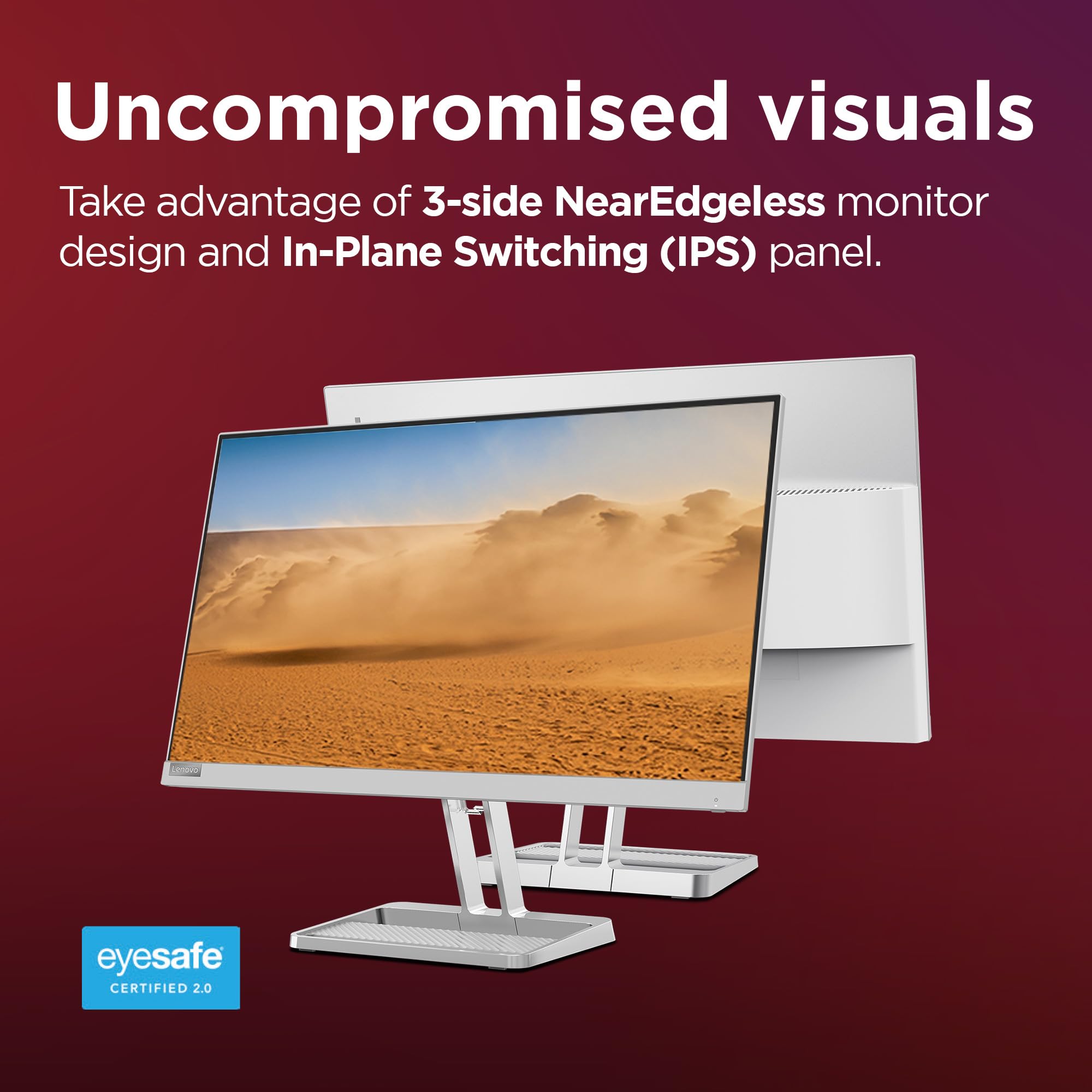 Lenovo L24i-40 24 inch PC Monitor | FHD, 1080p, 100Hz, 4ms, IPS