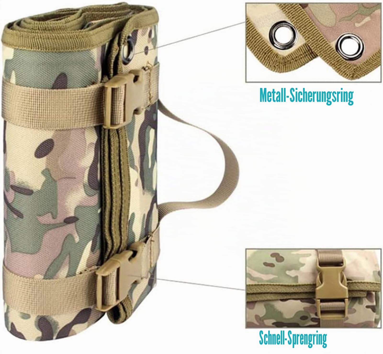 ProShoot Rollbare Taktische Schießmatte, rutschfeste Schießmatte aus 900D-Nylon mit Heringslöchern und MOLLE, Jagd- und Trainingsausrüstung (200 x 75 cm) (Green)