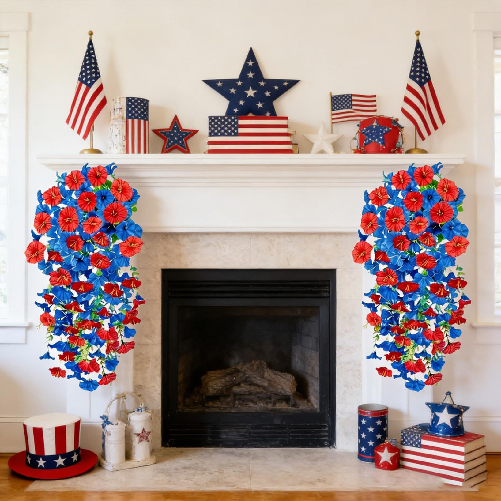 Amazon.com: 2PCS Patriotic Red White and Blue Hanging Artificial 