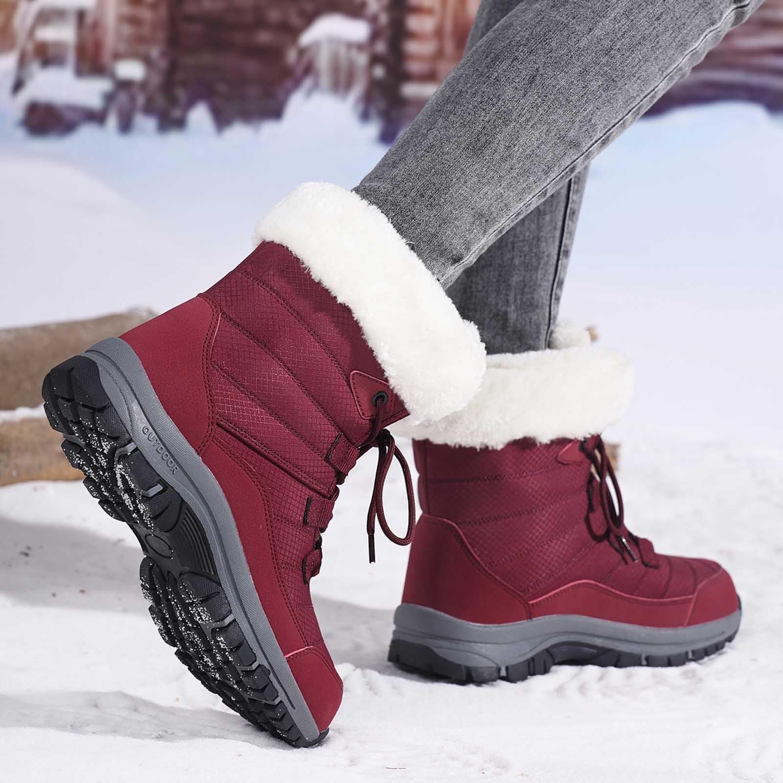 Générique Ski Femme Boots Neige Bottes Coffret Echarpe Botte Hiver Homme Chaussures Randonnée Grand Froid Chaussure De Pour Combinaison Écharpe Leopard Fourrées Imperméable Bottine Châle Après